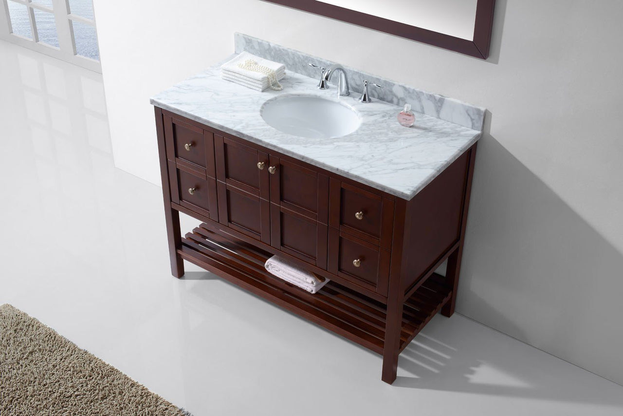 Virtu USA Winterfell 48" Single Round Sink Cherry Top Vanity with Mirror Vanity Virtu USA 
