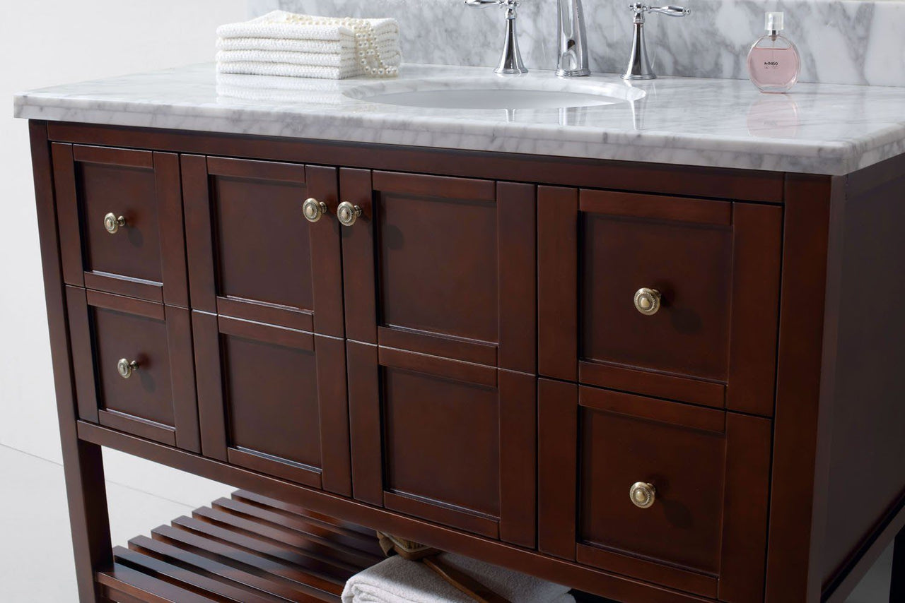 Virtu USA Winterfell 48" Single Round Sink Cherry Top Vanity with Mirror Vanity Virtu USA 