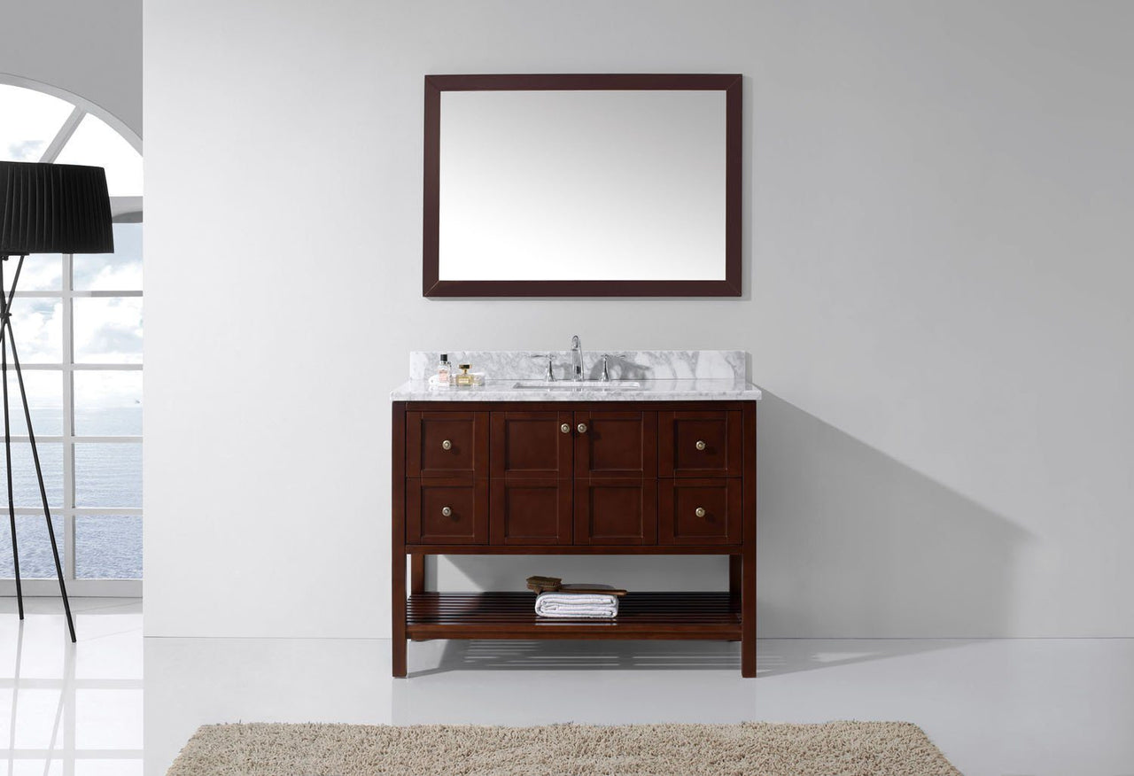 Virtu USA Winterfell 48" Single Square Sink Cherry Top Vanity with Mirror Vanity Virtu USA 