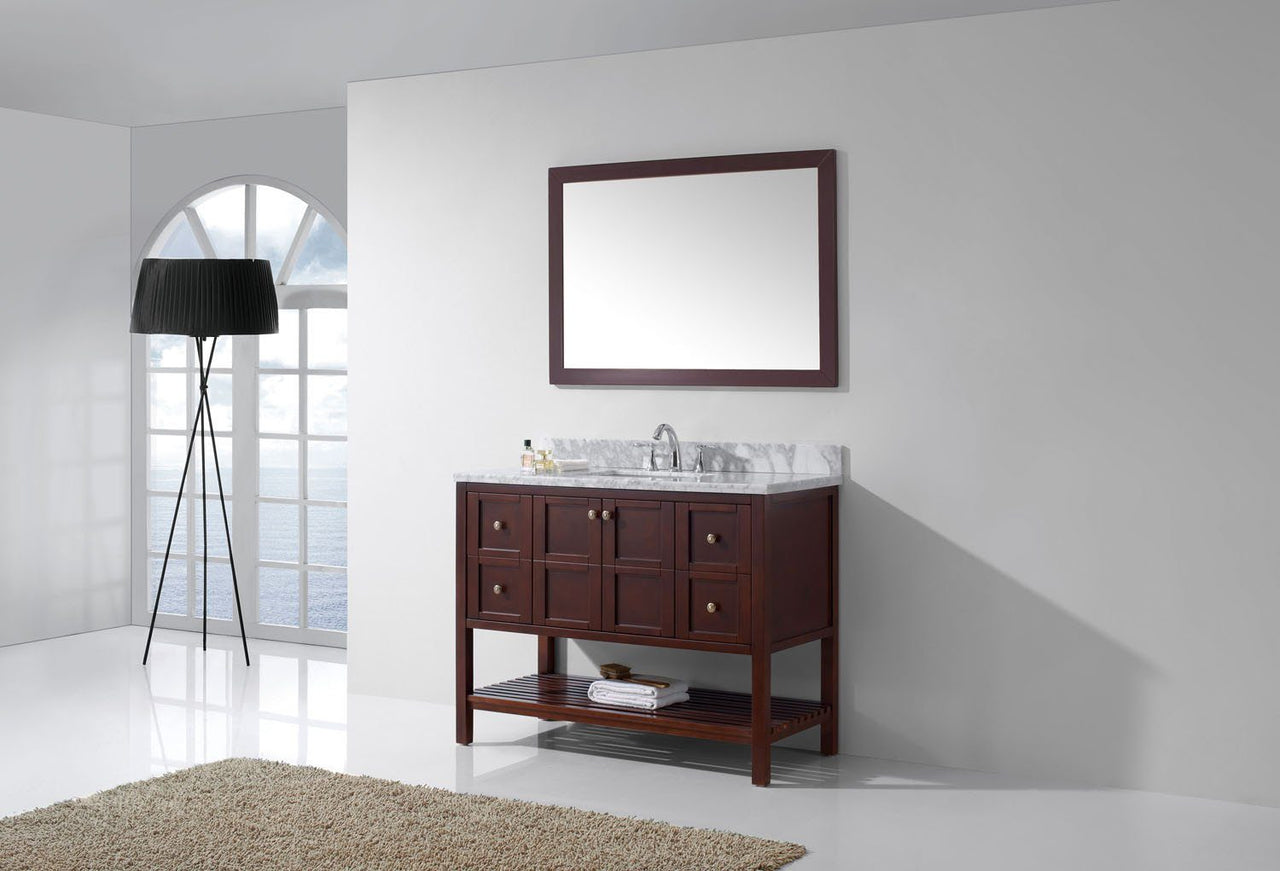 Virtu USA Winterfell 48" Single Square Sink Cherry Top Vanity with Mirror Vanity Virtu USA 
