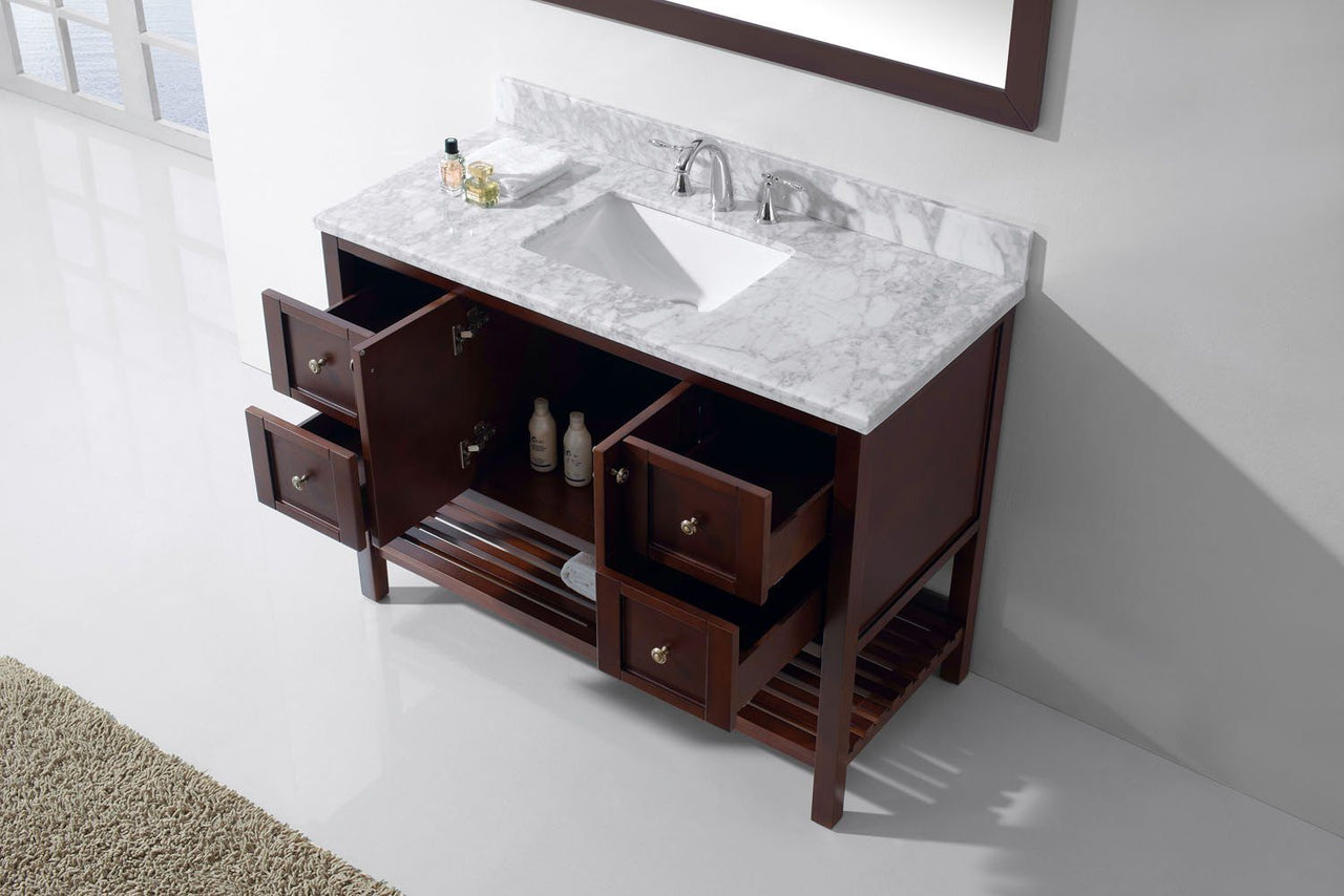 Virtu USA Winterfell 48" Single Square Sink Cherry Top Vanity with Mirror Vanity Virtu USA 