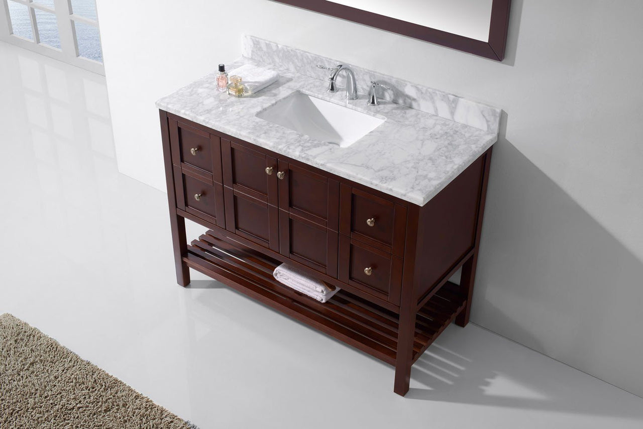 Virtu USA Winterfell 48" Single Square Sink Cherry Top Vanity with Mirror Vanity Virtu USA 
