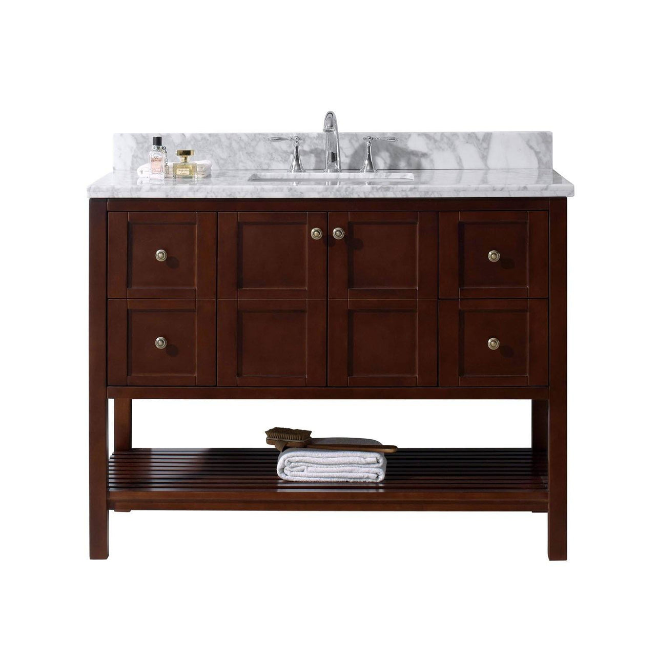 Virtu USA Winterfell 48" Single Square Sink Cherry Top Vanity with Mirror Vanity Virtu USA 