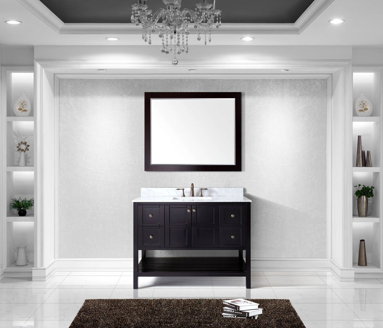 Virtu USA Winterfell 48" Single Square Sink Espresso Top Vanity with Mirror Vanity Virtu USA 