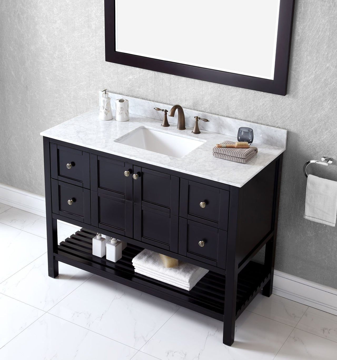 Virtu USA Winterfell 48" Single Square Sink Espresso Top Vanity with Mirror Vanity Virtu USA 