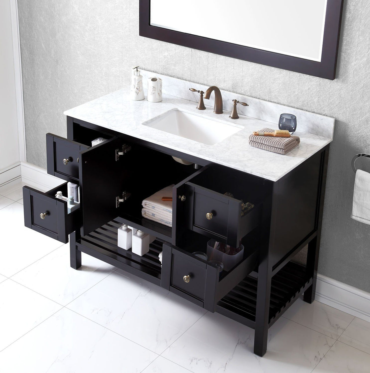 Virtu USA Winterfell 48" Single Square Sink Espresso Top Vanity with Mirror Vanity Virtu USA 