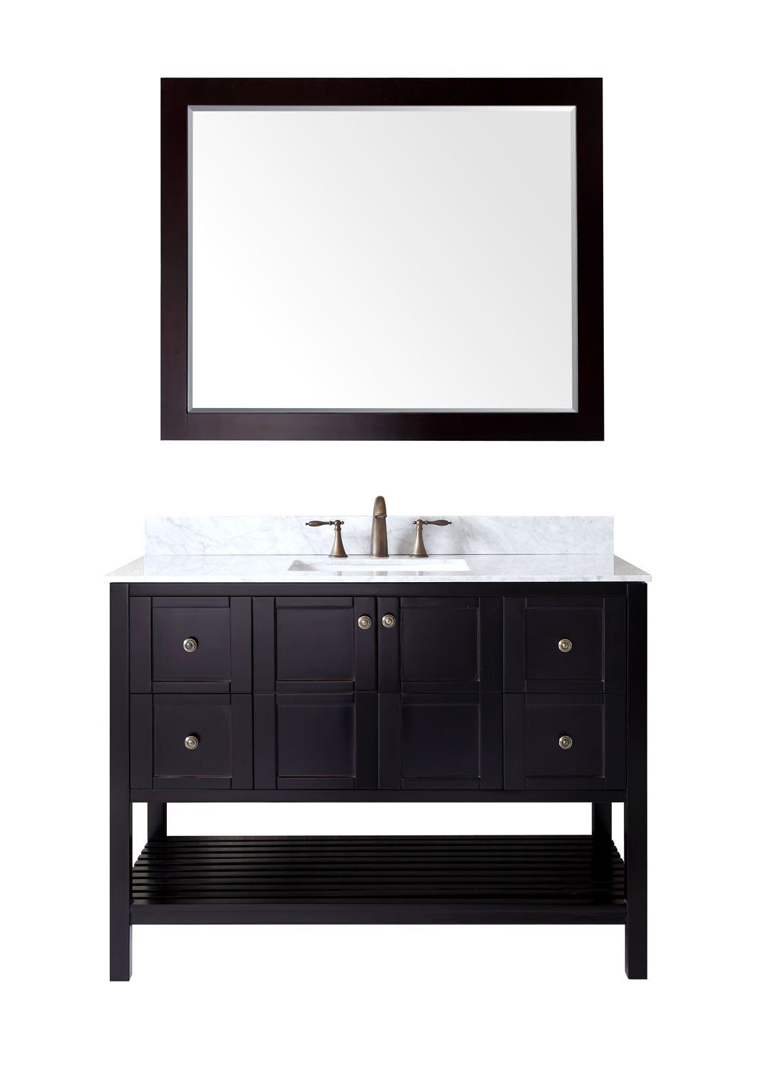 Virtu USA Winterfell 48" Single Square Sink Espresso Top Vanity with Mirror Vanity Virtu USA 