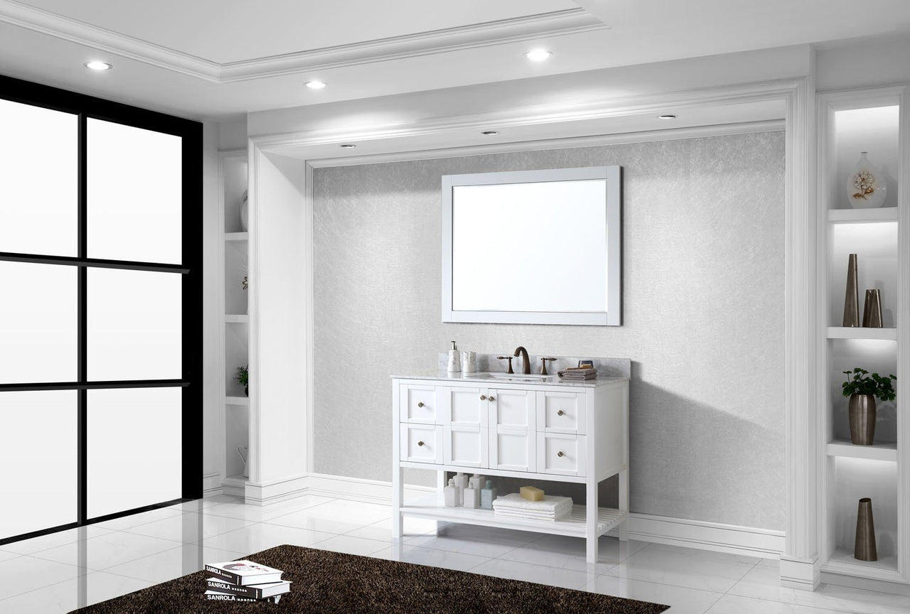 Virtu USA Winterfell 48" Single Square Sink White Top Vanity with Mirror Vanity Virtu USA 