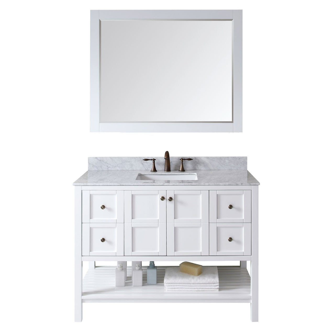 Virtu USA Winterfell 48" Single Square Sink White Top Vanity with Mirror Vanity Virtu USA 