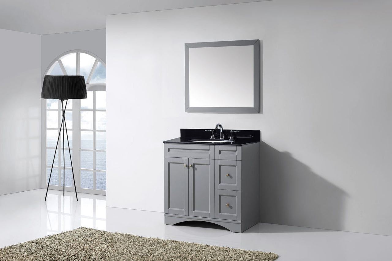 Virtu USA Elise 36" Single Round Sink Grey Top Vanity in Grey with Mirror Vanity Virtu USA 
