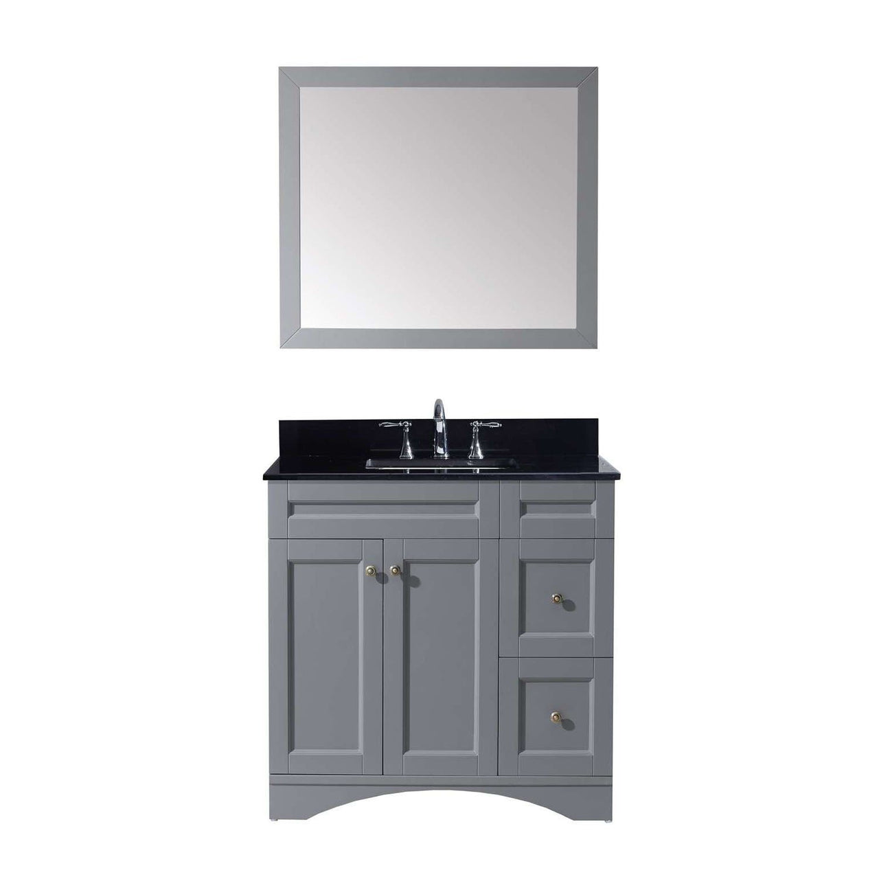 Virtu USA Elise 36" Single Square Sink Grey Top Vanity in Grey with Mirror Vanity Virtu USA 