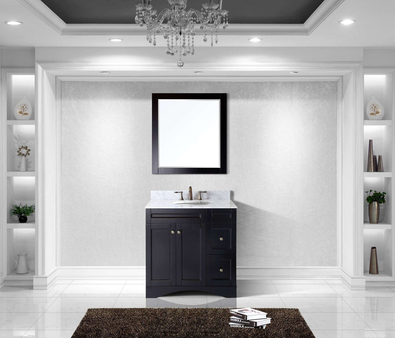 Virtu USA Elise 36" Single Round Sink Espresso Top Vanity with Mirror Vanity Virtu USA 