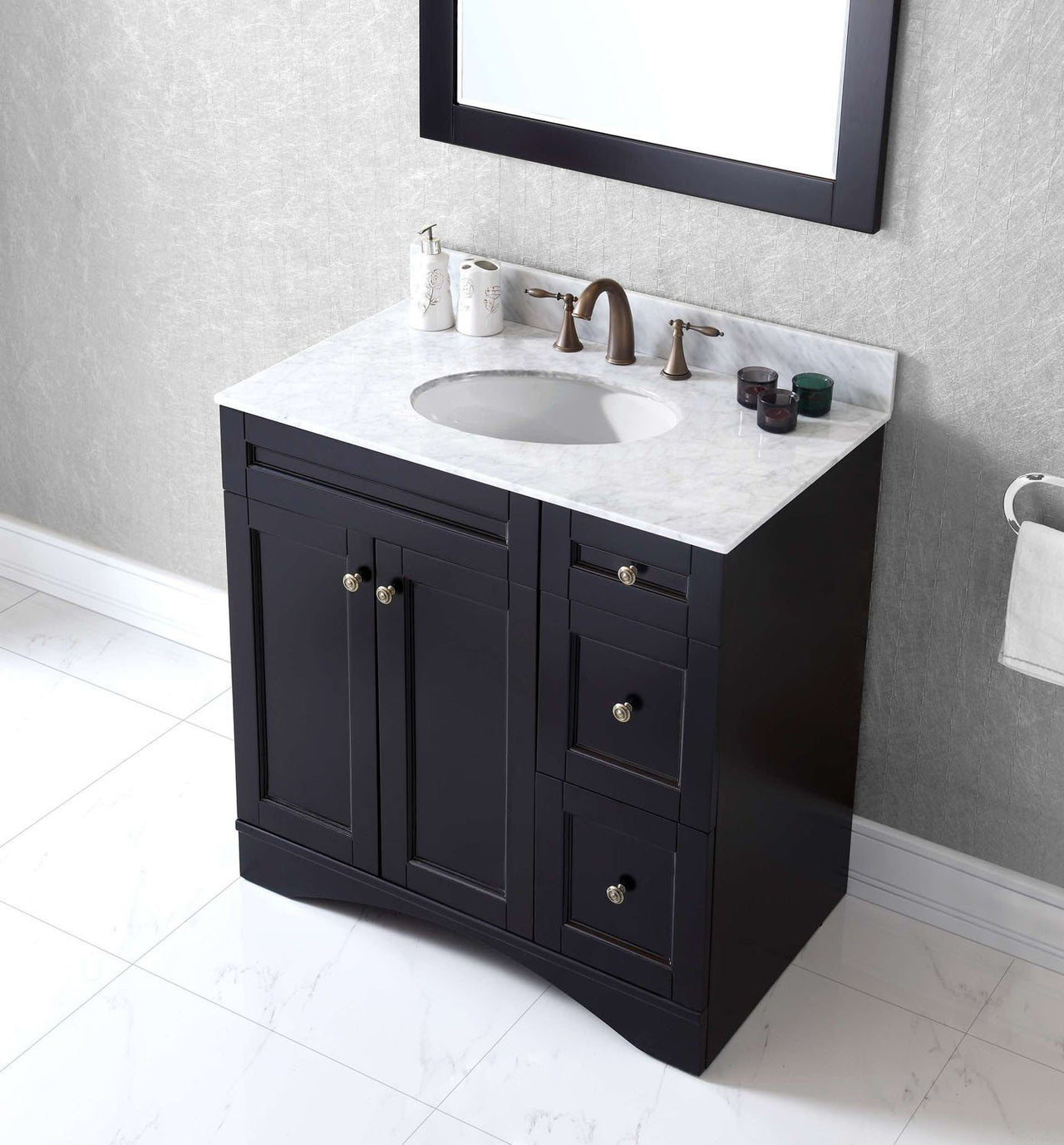 Virtu USA Elise 36" Single Round Sink Espresso Top Vanity with Mirror Vanity Virtu USA 
