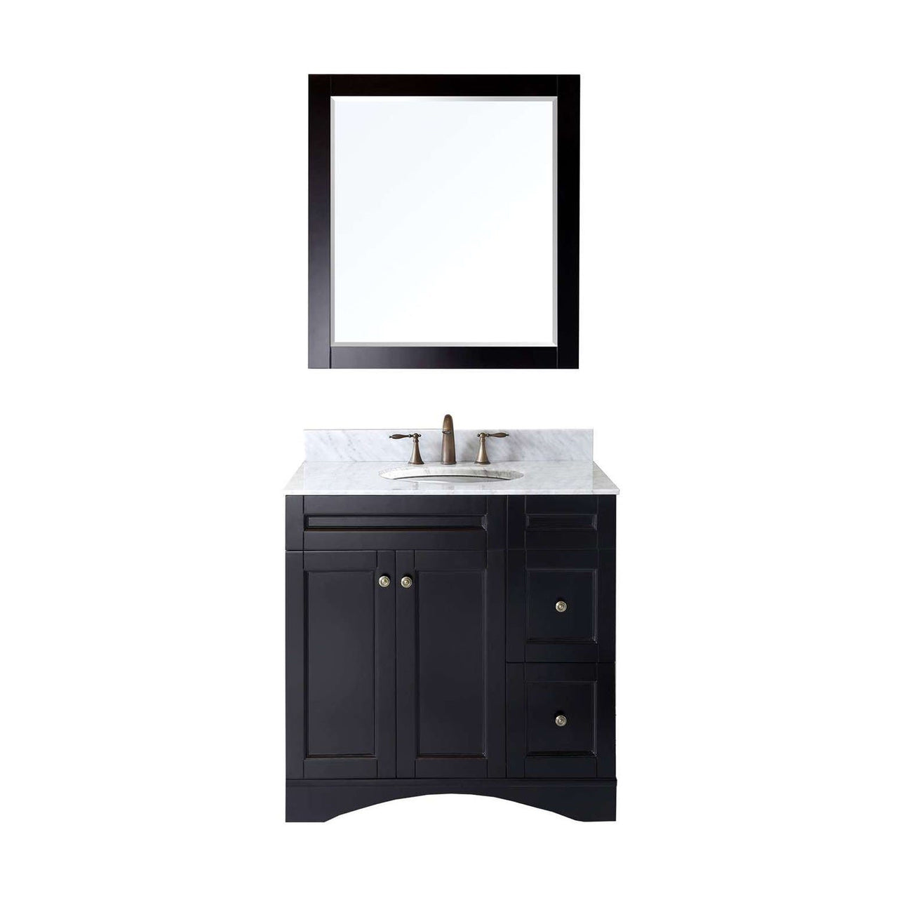 Virtu USA Elise 36" Single Round Sink Espresso Top Vanity with Mirror Vanity Virtu USA 