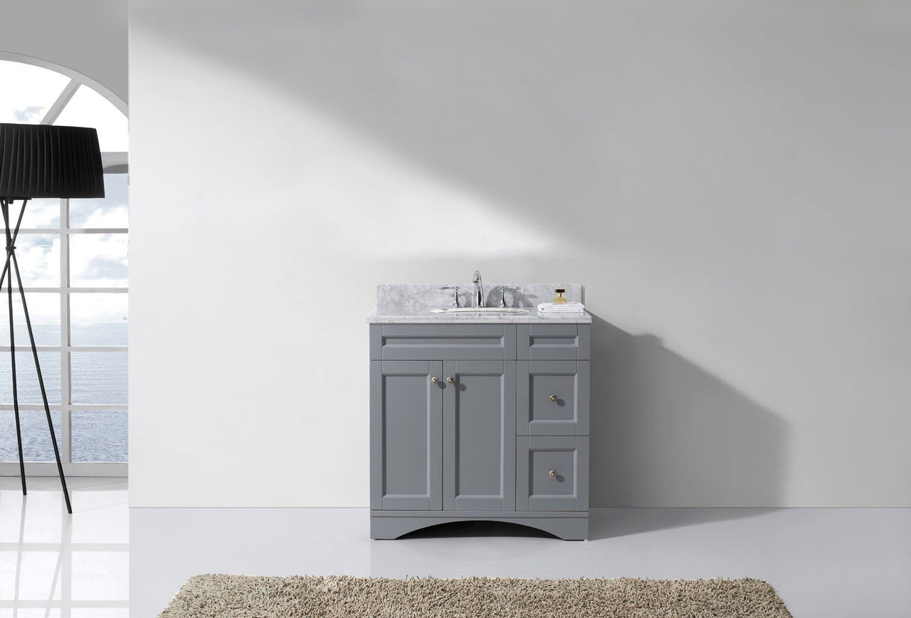 Virtu USA Elise 36" Single Round Sink Grey Top Vanity in Grey Vanity Virtu USA 