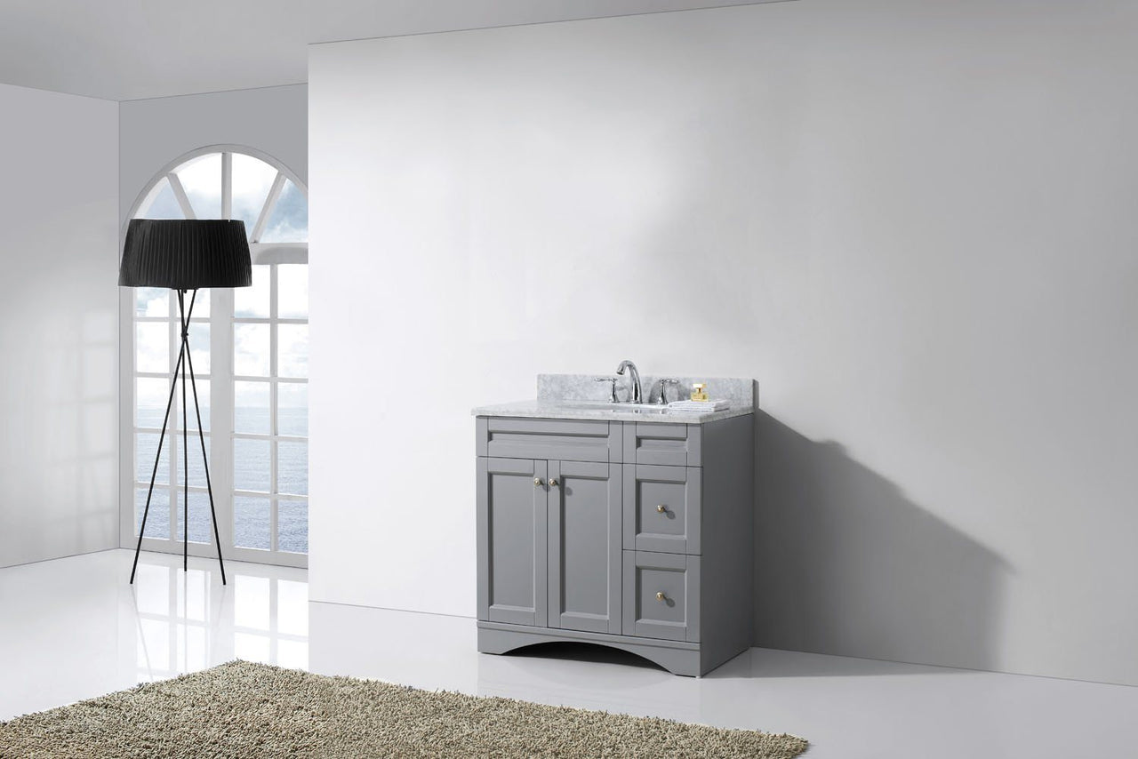 Virtu USA Elise 36" Single Round Sink Grey Top Vanity in Grey with Mirror Vanity Virtu USA 