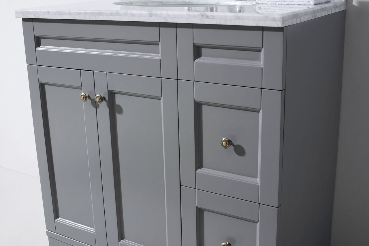 Virtu USA Elise 36" Single Round Sink Grey Top Vanity in Grey with Mirror Vanity Virtu USA 