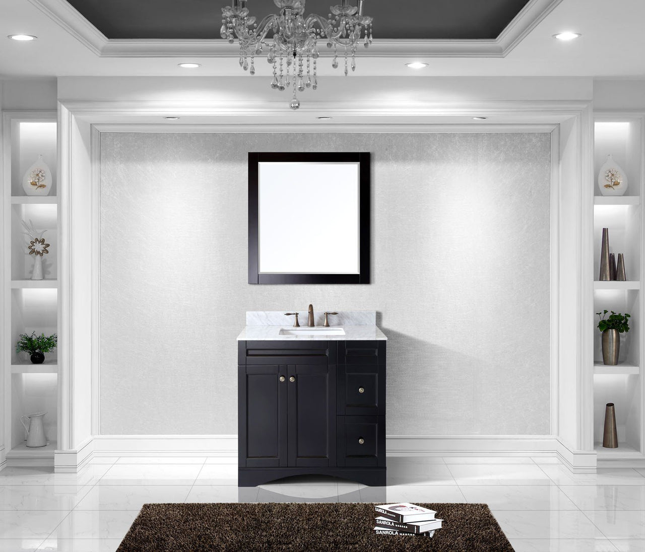 Virtu USA Elise 36" Single Square Sink Espresso Top Vanity with Mirror Vanity Virtu USA 