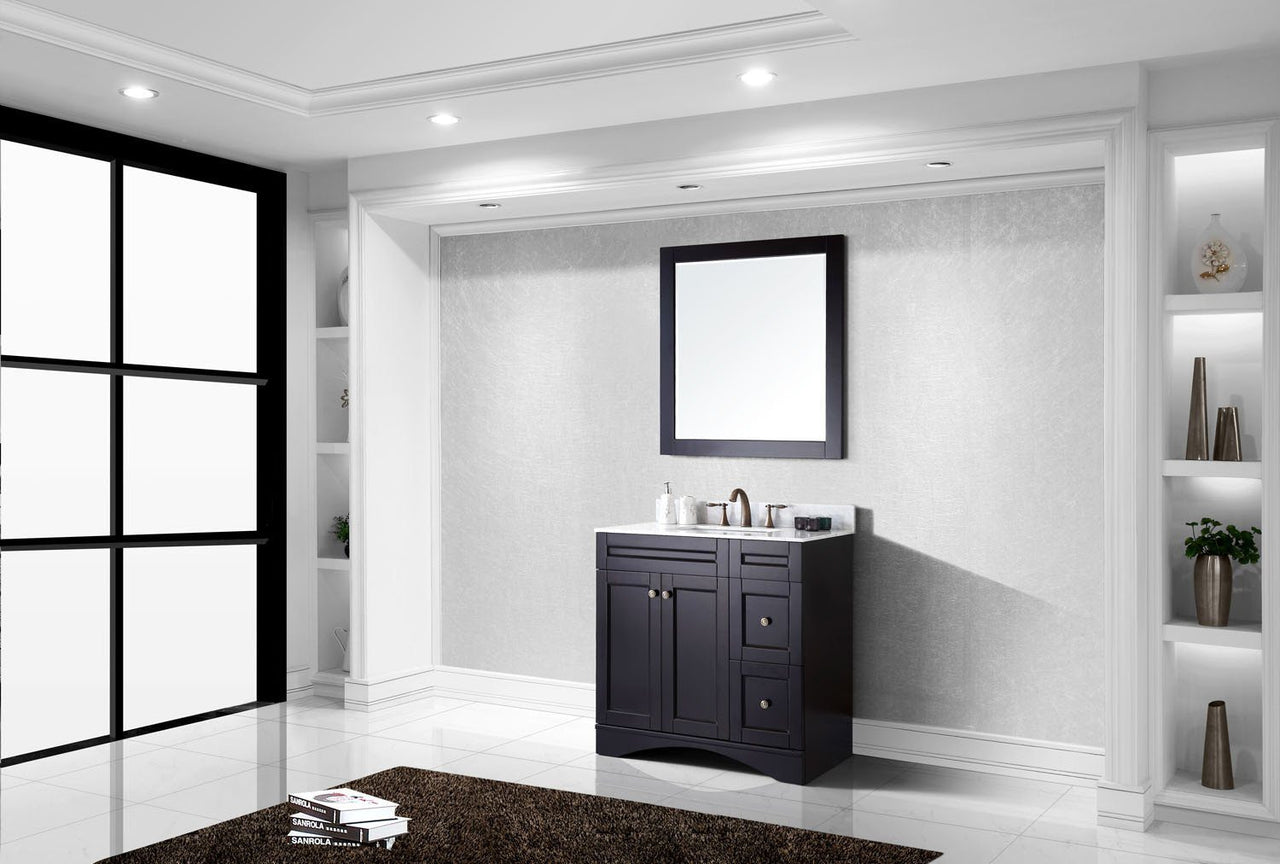 Virtu USA Elise 36" Single Square Sink Espresso Top Vanity with Mirror Vanity Virtu USA 