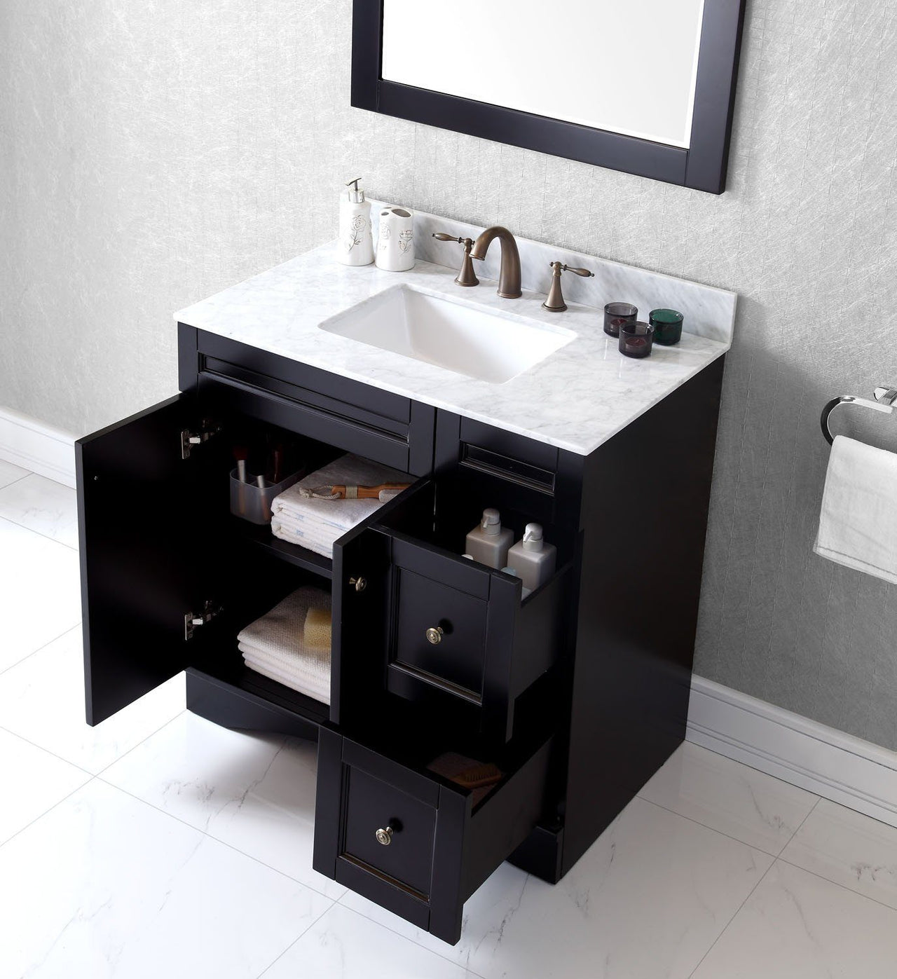 Virtu USA Elise 36" Single Square Sink Espresso Top Vanity with Mirror Vanity Virtu USA 