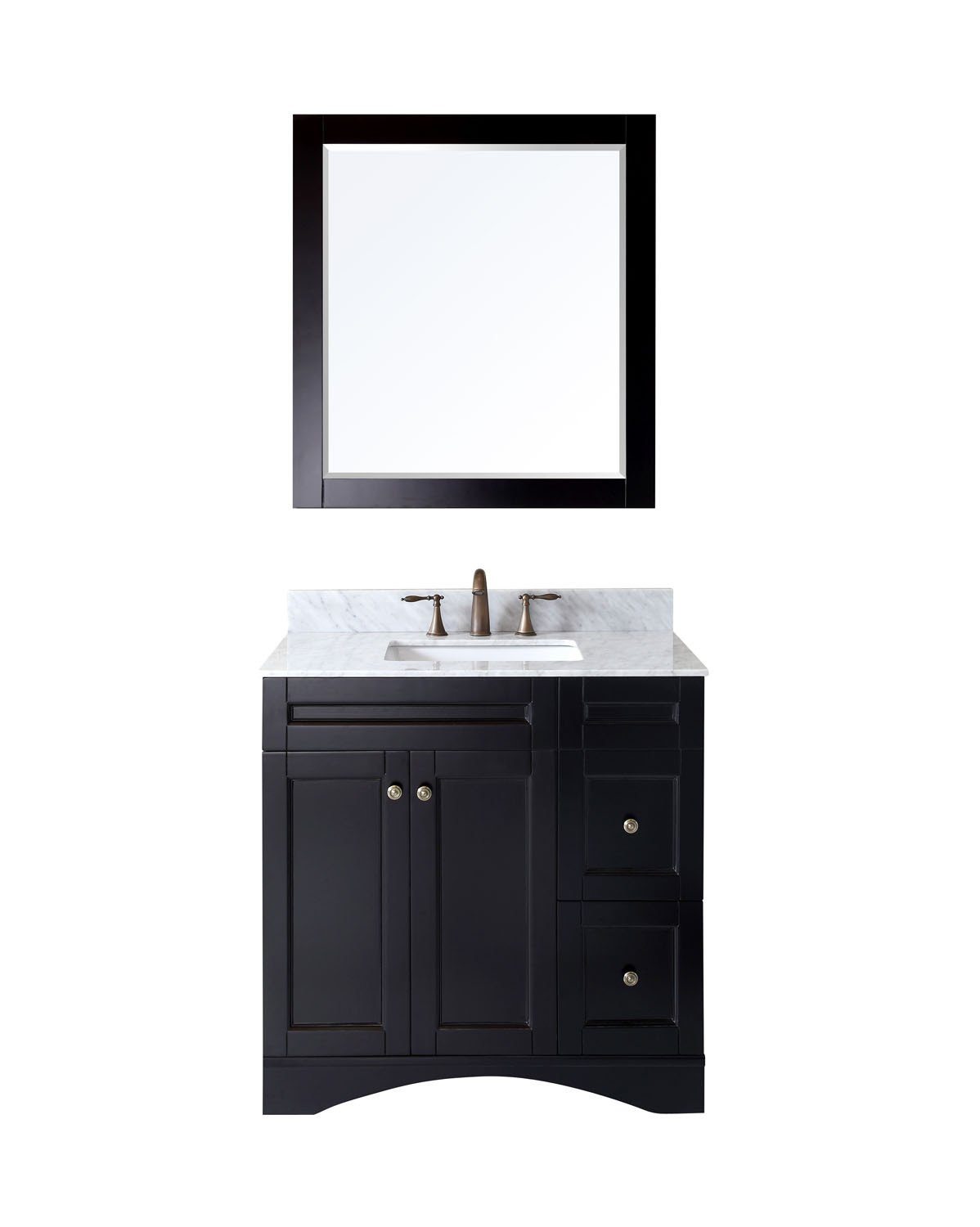 Virtu USA Elise 36" Single Square Sink Espresso Top Vanity with Mirror Vanity Virtu USA 