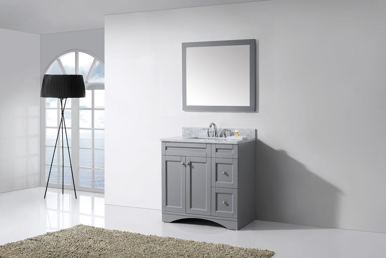 Virtu USA Elise 36" Single Square Sink Grey Top Vanity in Grey with Mirror Vanity Virtu USA 