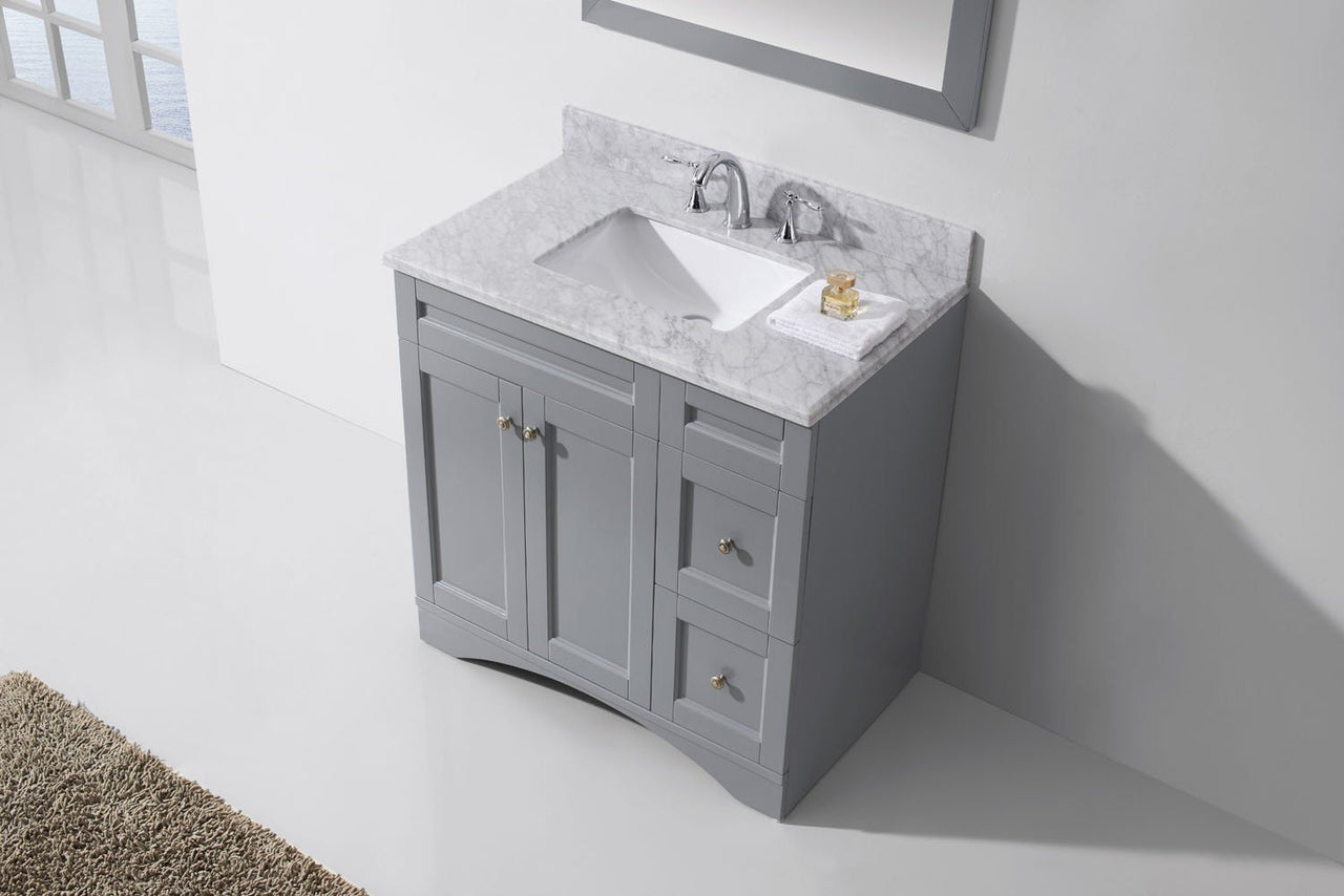 Virtu USA Elise 36" Single Square Sink Grey Top Vanity in Grey with Mirror Vanity Virtu USA 