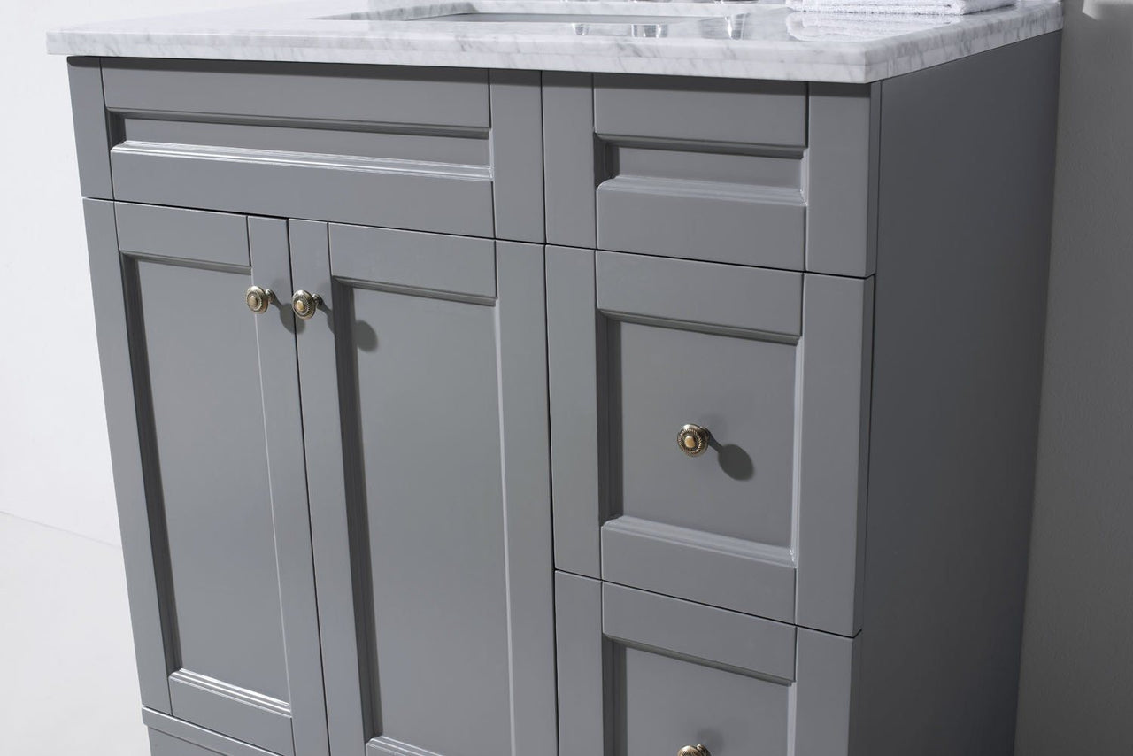 Virtu USA Elise 36" Single Square Sink Grey Top Vanity in Grey with Mirror Vanity Virtu USA 
