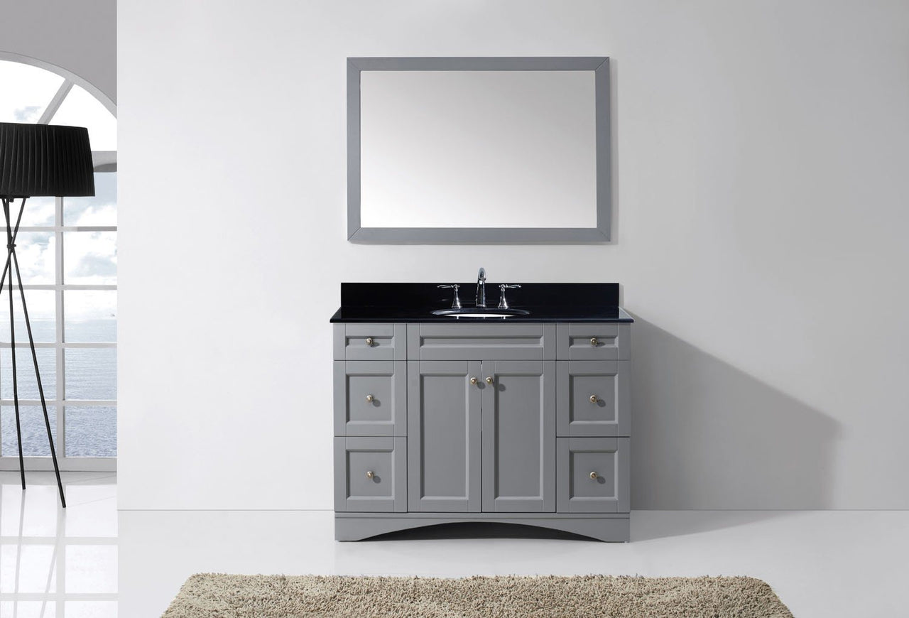 Virtu USA Elise 48" Single Round Sink Grey Top Vanity in Grey with Mirror Vanity Virtu USA 