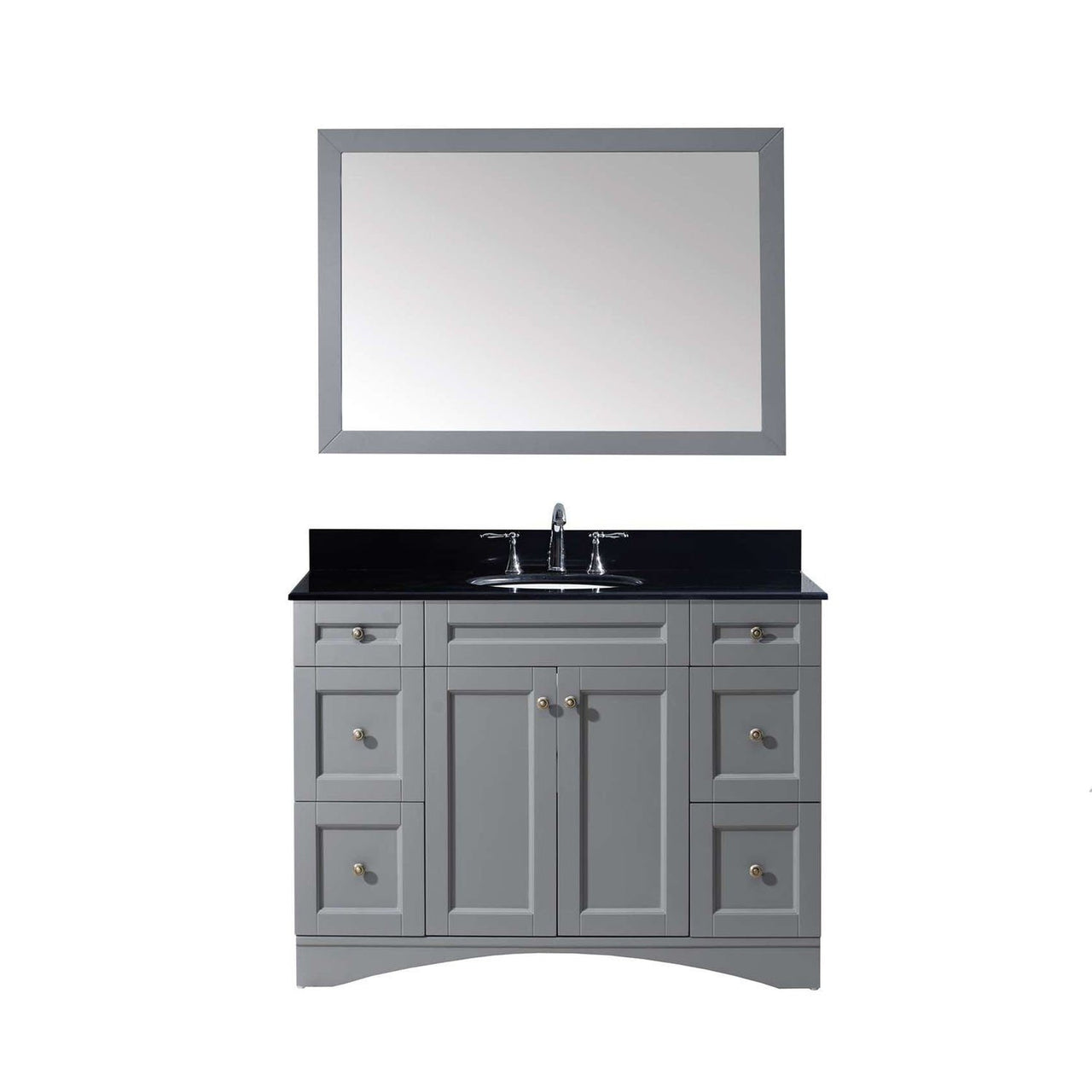 Virtu USA Elise 48" Single Round Sink Grey Top Vanity in Grey with Mirror Vanity Virtu USA 