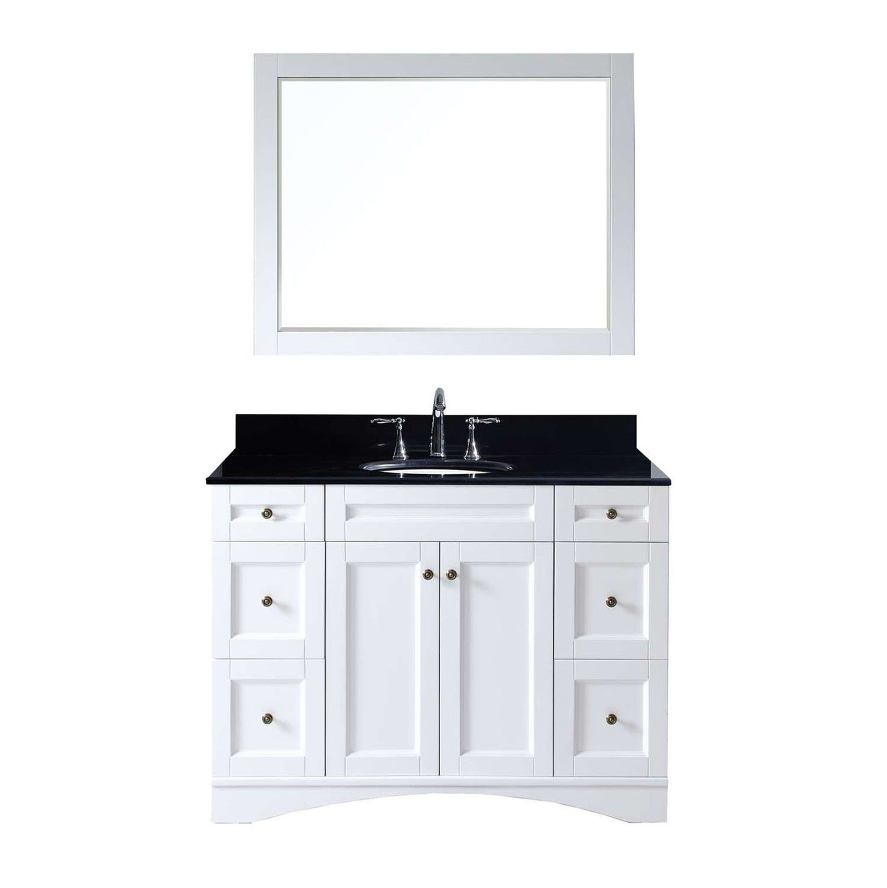 Virtu USA Elise 48" Single Round Sink White Top Vanity in White with Mirror Vanity Virtu USA 