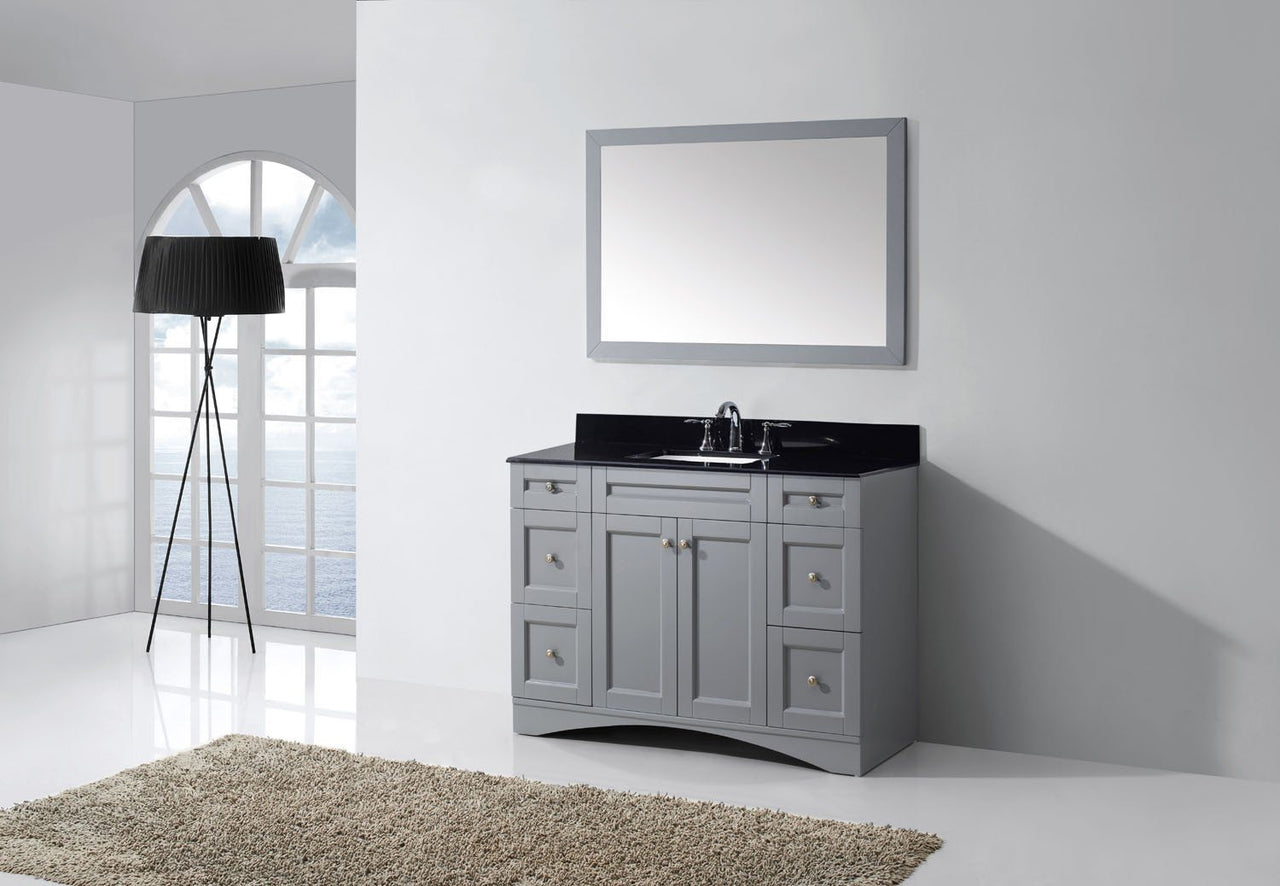 Virtu USA Elise 48" Single Square Sink Grey Top Vanity in Grey with Mirror Vanity Virtu USA 