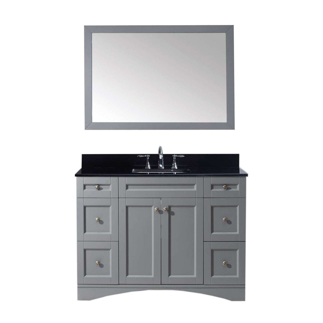 Virtu USA Elise 48" Single Square Sink Grey Top Vanity in Grey with Mirror Vanity Virtu USA 