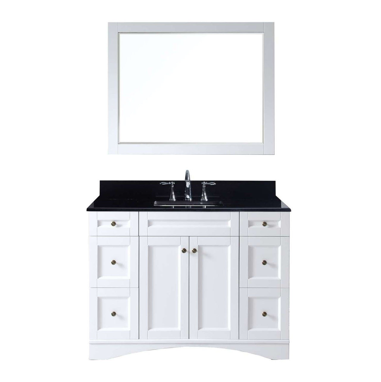 Virtu USA Elise 48" Single Square Sink White Top Vanity in White with Mirror Vanity Virtu USA 
