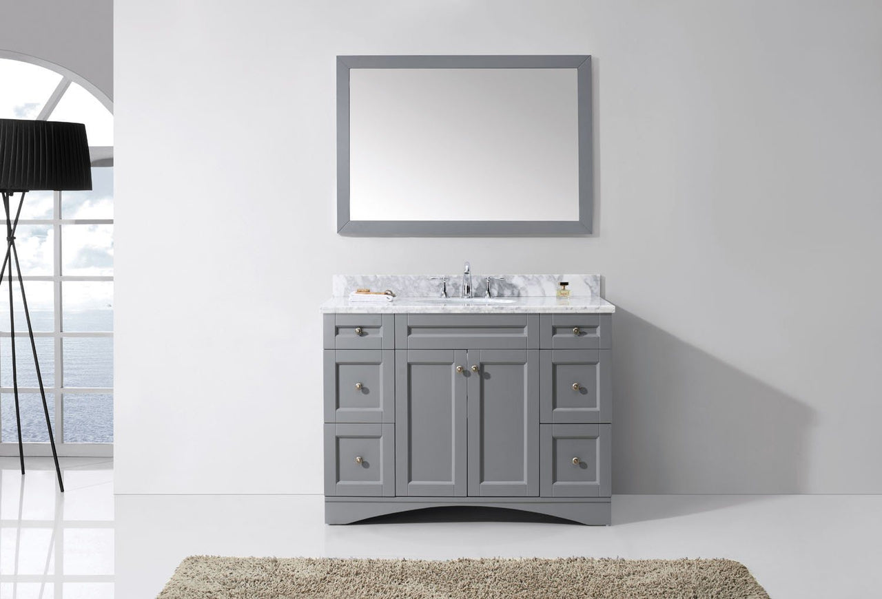 Virtu USA Elise 48" Single Round Sink Grey Top Vanity in Grey with Mirror Vanity Virtu USA 