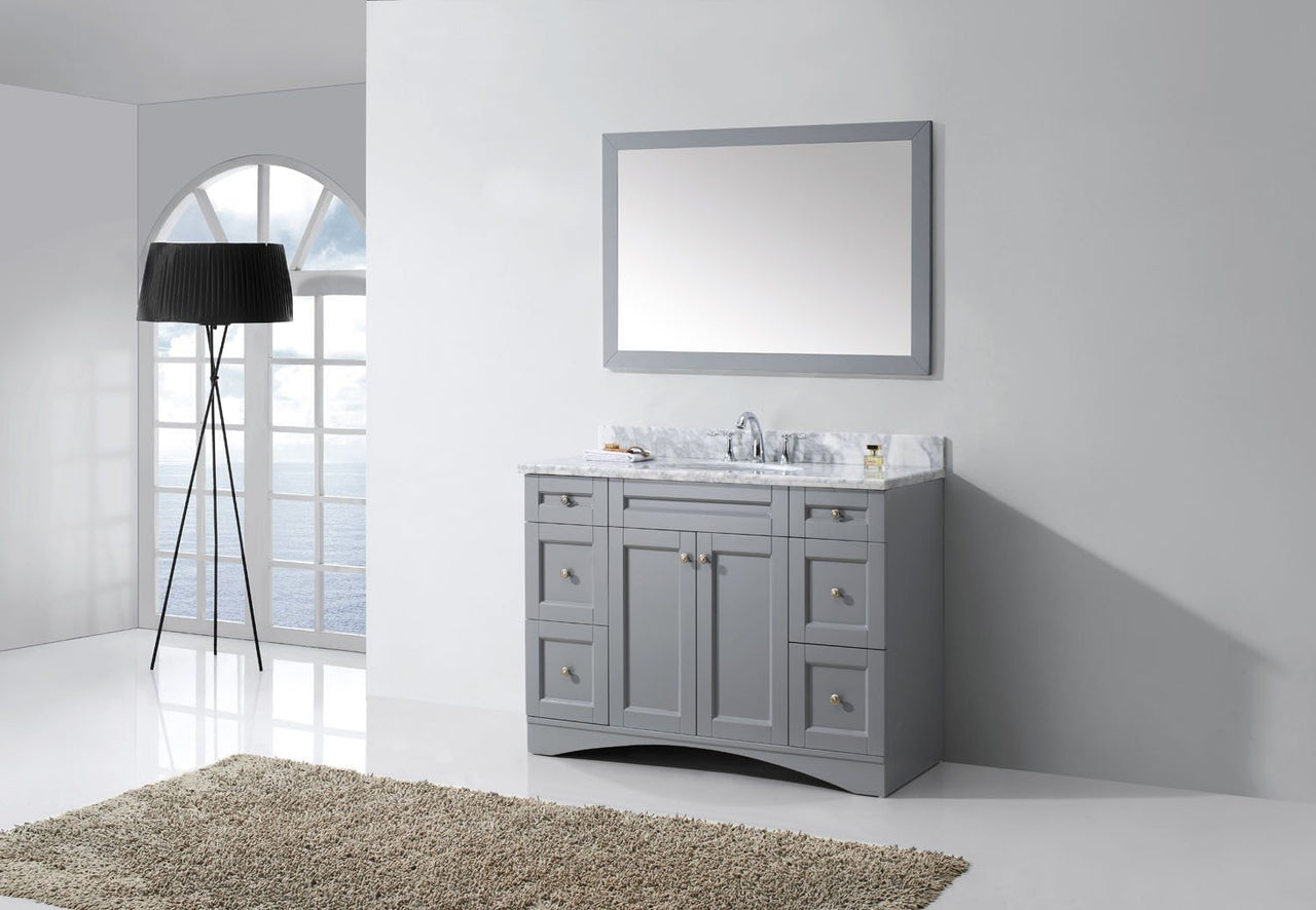 Virtu USA Elise 48" Single Round Sink Grey Top Vanity in Grey with Mirror Vanity Virtu USA 