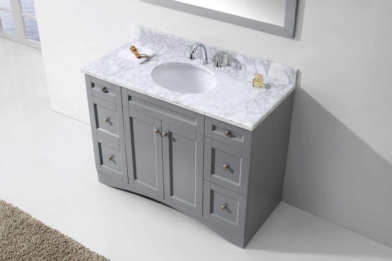 Virtu USA Elise 48" Single Round Sink Grey Top Vanity in Grey with Mirror Vanity Virtu USA 