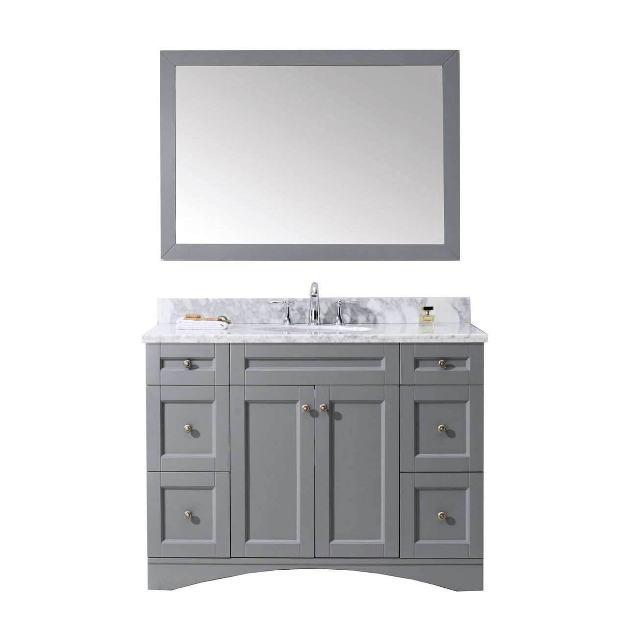 Virtu USA Elise 48" Single Round Sink Grey Top Vanity in Grey with Mirror Vanity Virtu USA 