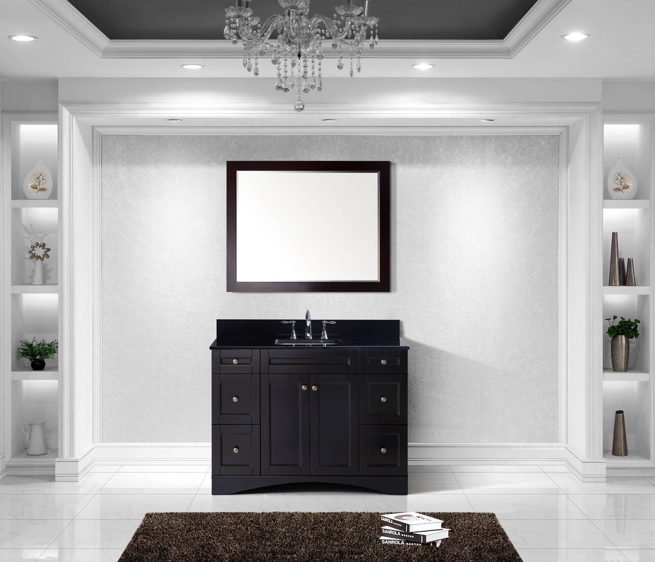 Virtu USA Elise 48" Single Square Sink Espresso Top Vanity with Mirror Vanity Virtu USA 