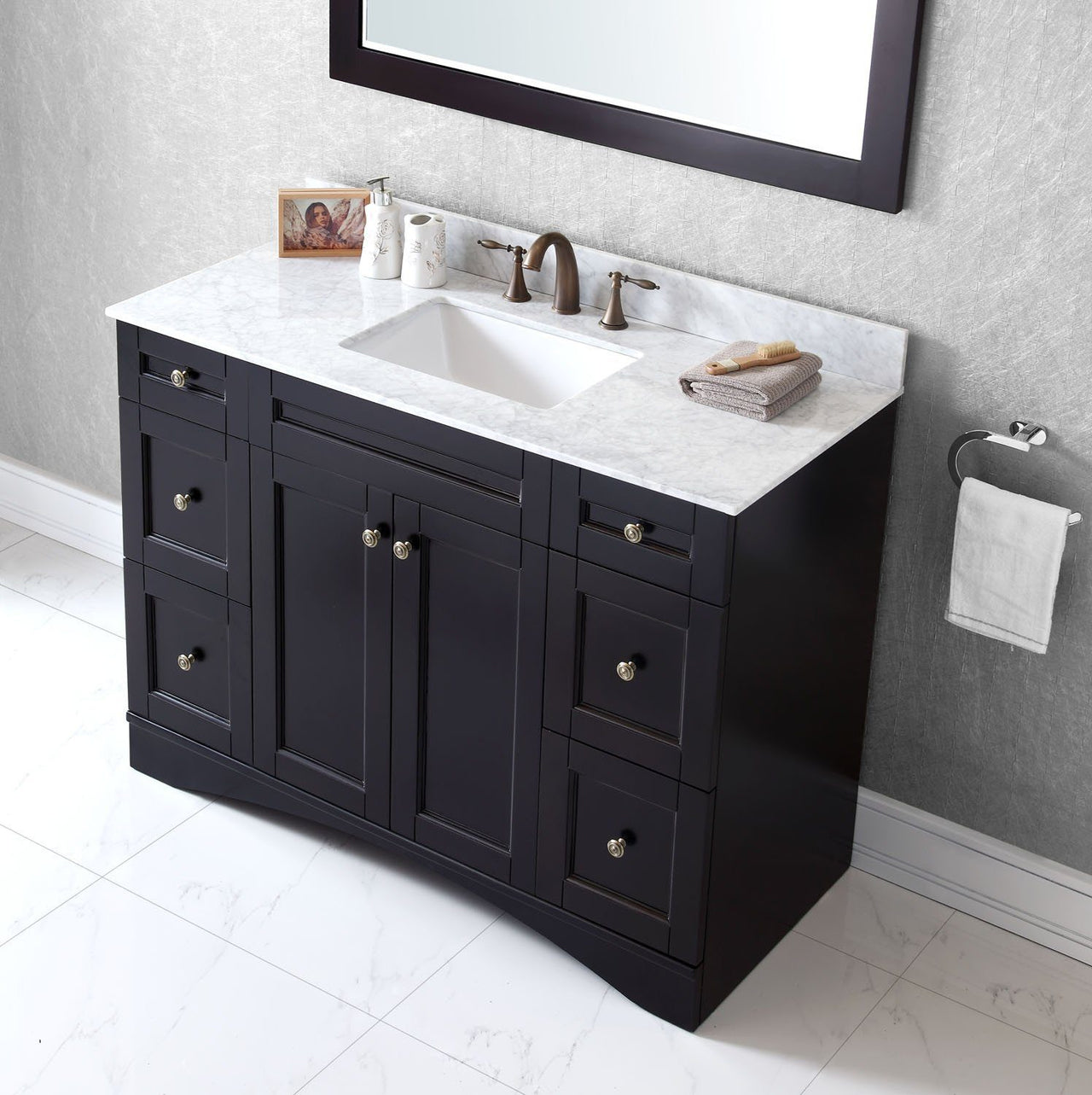 Virtu USA Elise 48" Single Square Sink Espresso Top Vanity with Mirror Vanity Virtu USA 