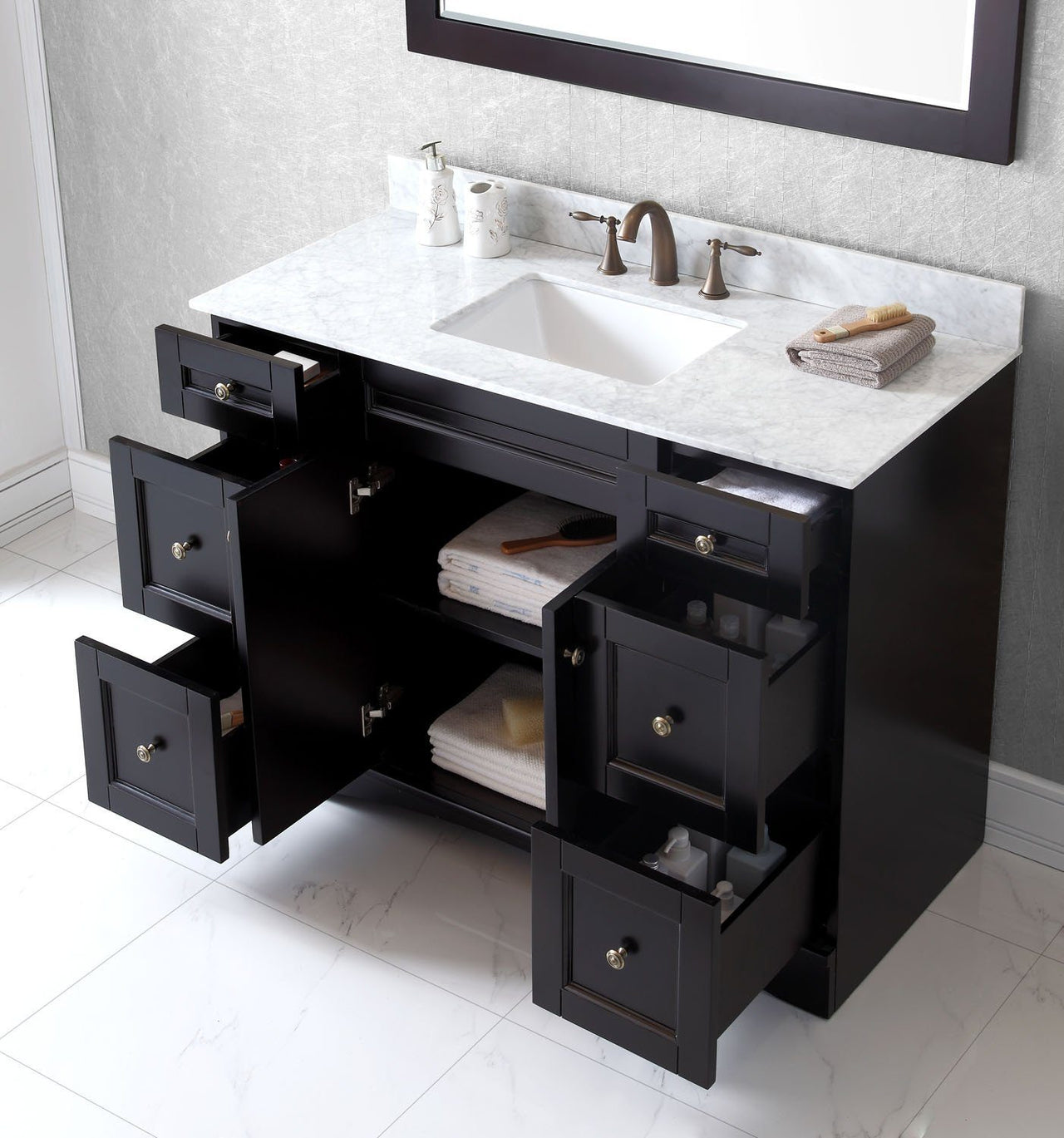 Virtu USA Elise 48" Single Square Sink Espresso Top Vanity with Mirror Vanity Virtu USA 