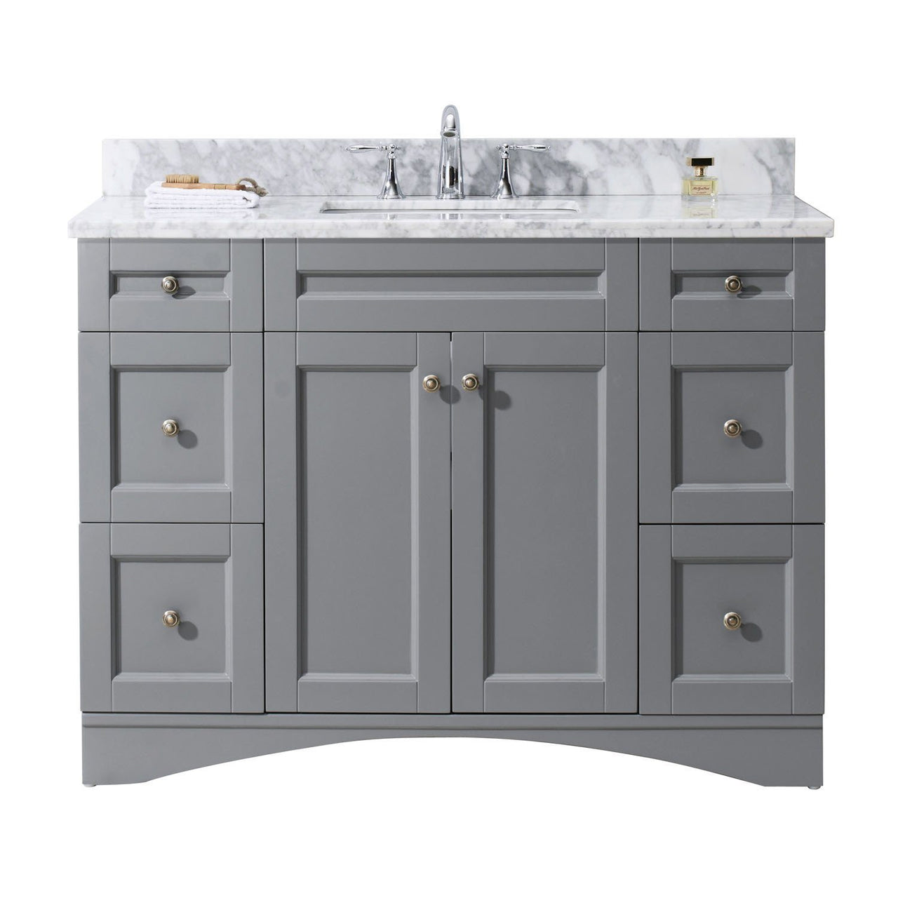 Virtu USA Elise 48" Single Square Sink Grey Top Vanity in Grey Vanity Virtu USA 