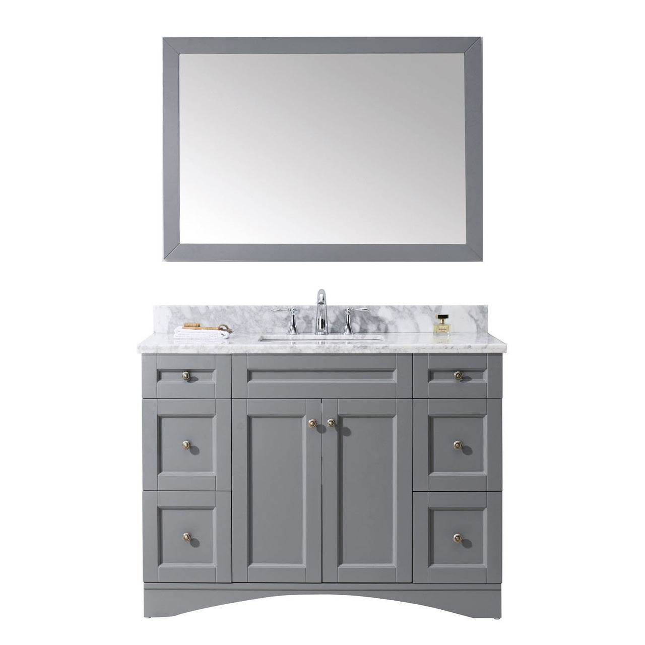 Virtu USA Elise 48" Single Square Sink Grey Top Vanity in Grey with Mirror Vanity Virtu USA 