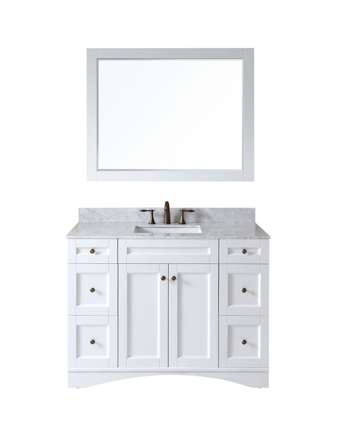 Virtu USA Elise 48" Single Square Sink White Top Vanity in White with Mirror Vanity Virtu USA 