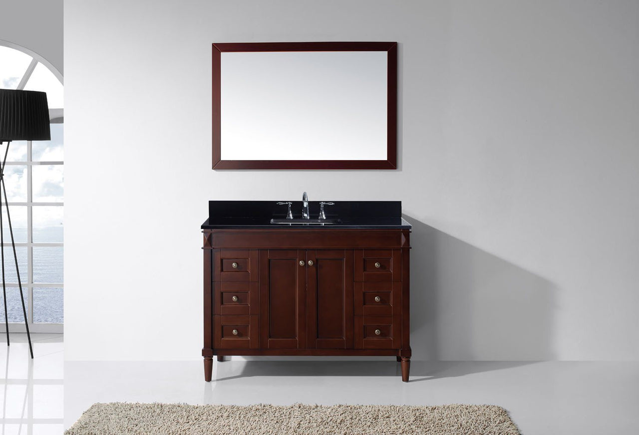 Virtu USA Tiffany 48" Single Square Sink Cherry Top Vanity in Cherry with Mirror Vanity Virtu USA 