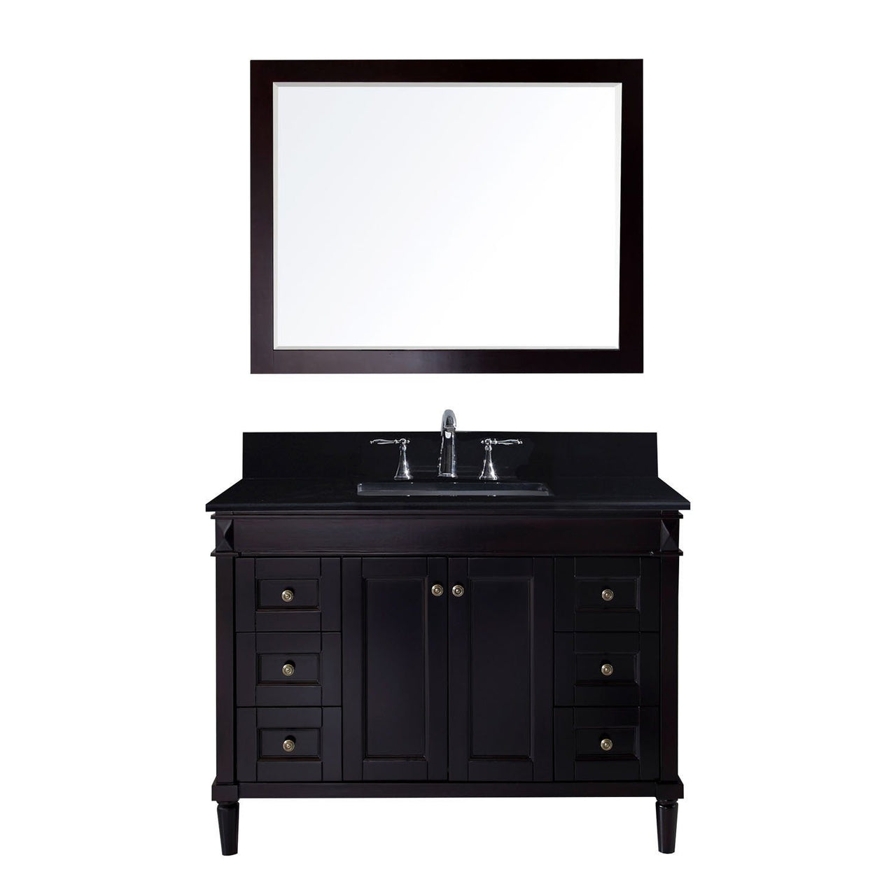 Virtu USA Tiffany 48" Single Square Sink Espresso Top Vanity with Mirror Vanity Virtu USA 