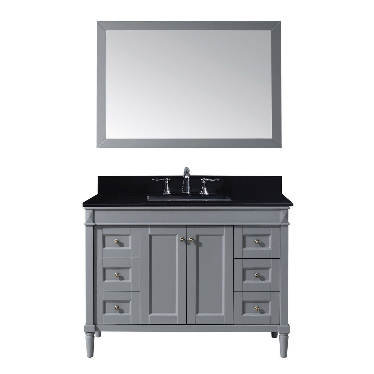 Virtu USA Tiffany 48" Single Square Sink Grey Top Vanity in Grey with Mirror Vanity Virtu USA 
