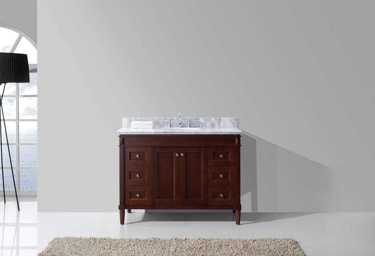 Virtu USA Tiffany 48" Single Round Sink Cherry Top Vanity in Cherry Vanity Virtu USA 