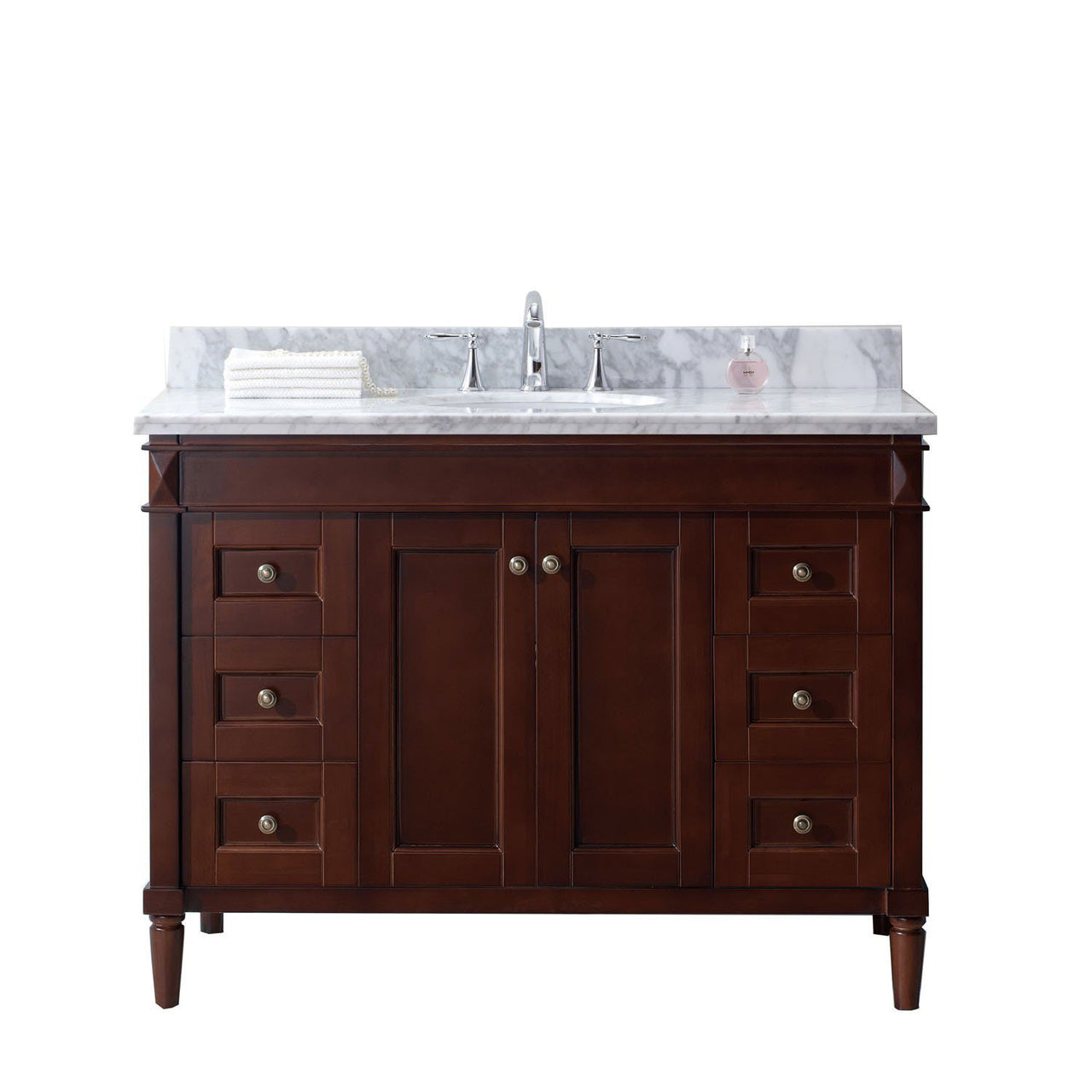 Virtu USA Tiffany 48" Single Round Sink Cherry Top Vanity in Cherry Vanity Virtu USA 