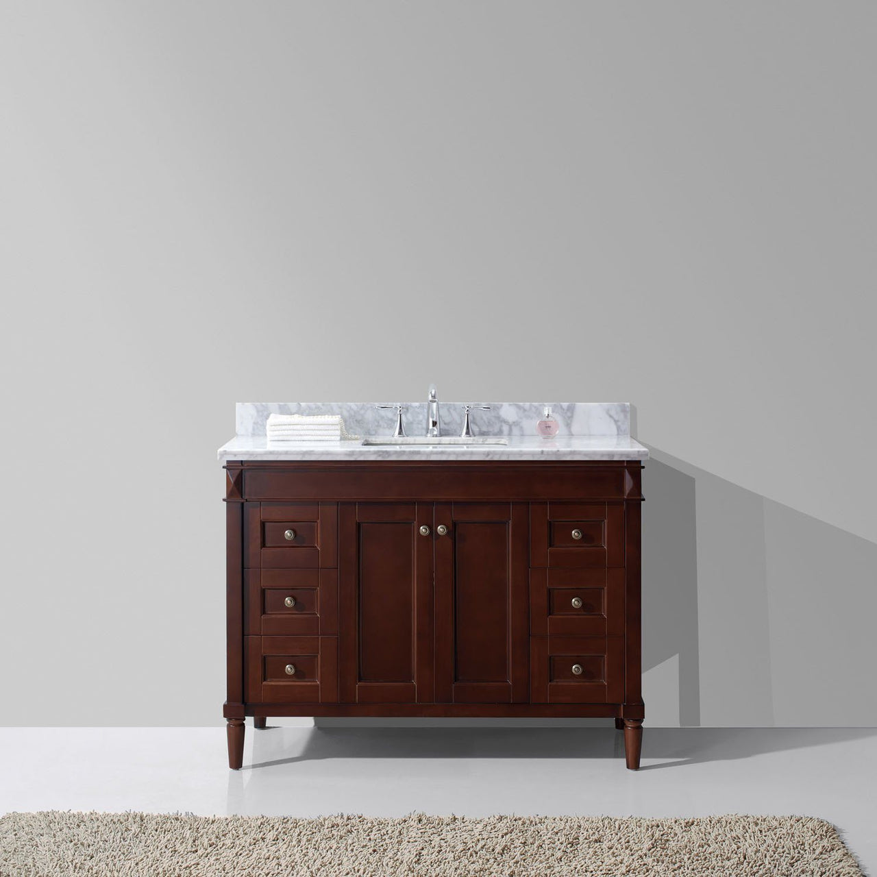 Virtu USA Tiffany 48" Single Square Sink Cherry Top Vanity in Cherry Vanity Virtu USA 